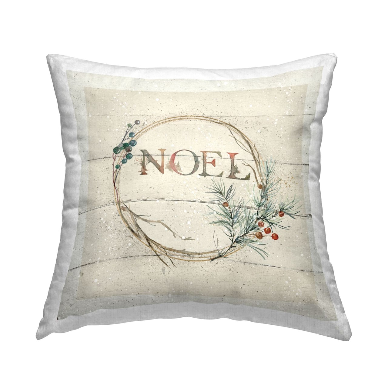 Stupell Industries Noel Typography Holiday Rustic Throw Pillow